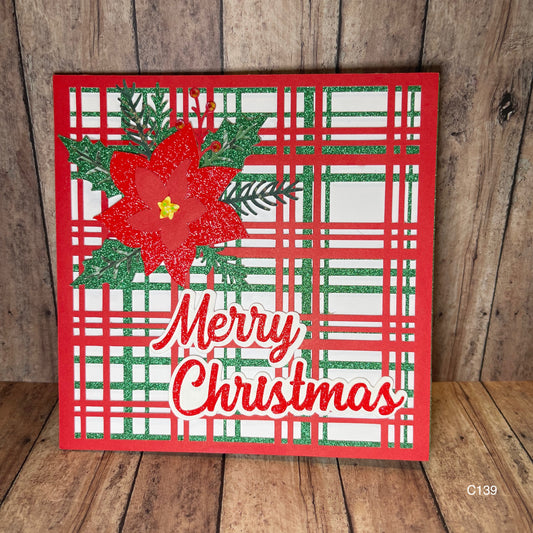 Plaid Poinsettia Christmas Card