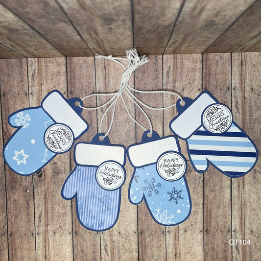 Blue Christmas Mitten Gift Tags (8 pack)