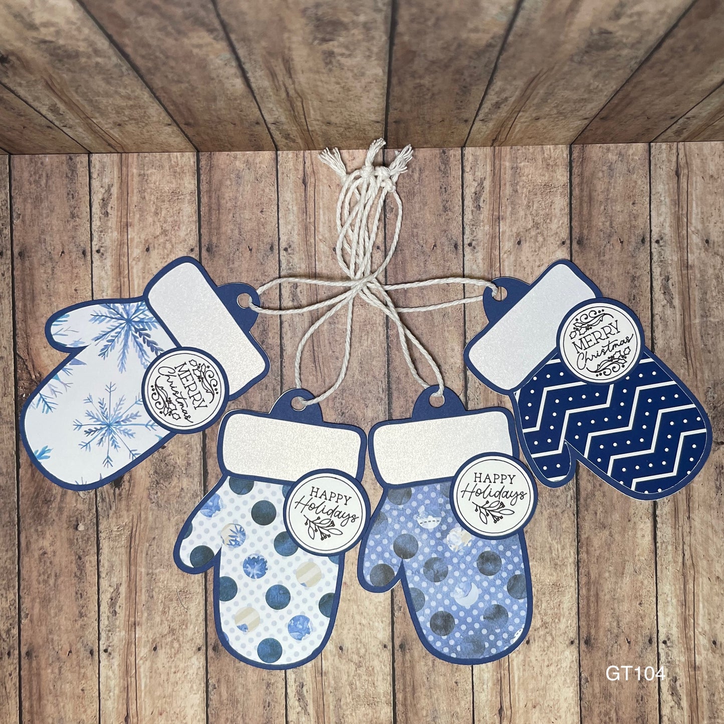 Blue Christmas Mitten Gift Tags (8 pack)
