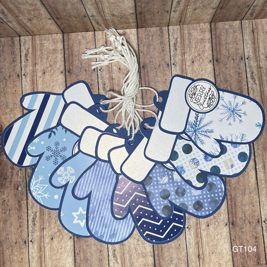 Blue Christmas Mitten Gift Tags (8 pack)