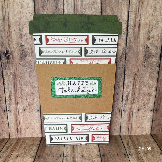 Happy Holidays Coffee Cup Gift Card Holder